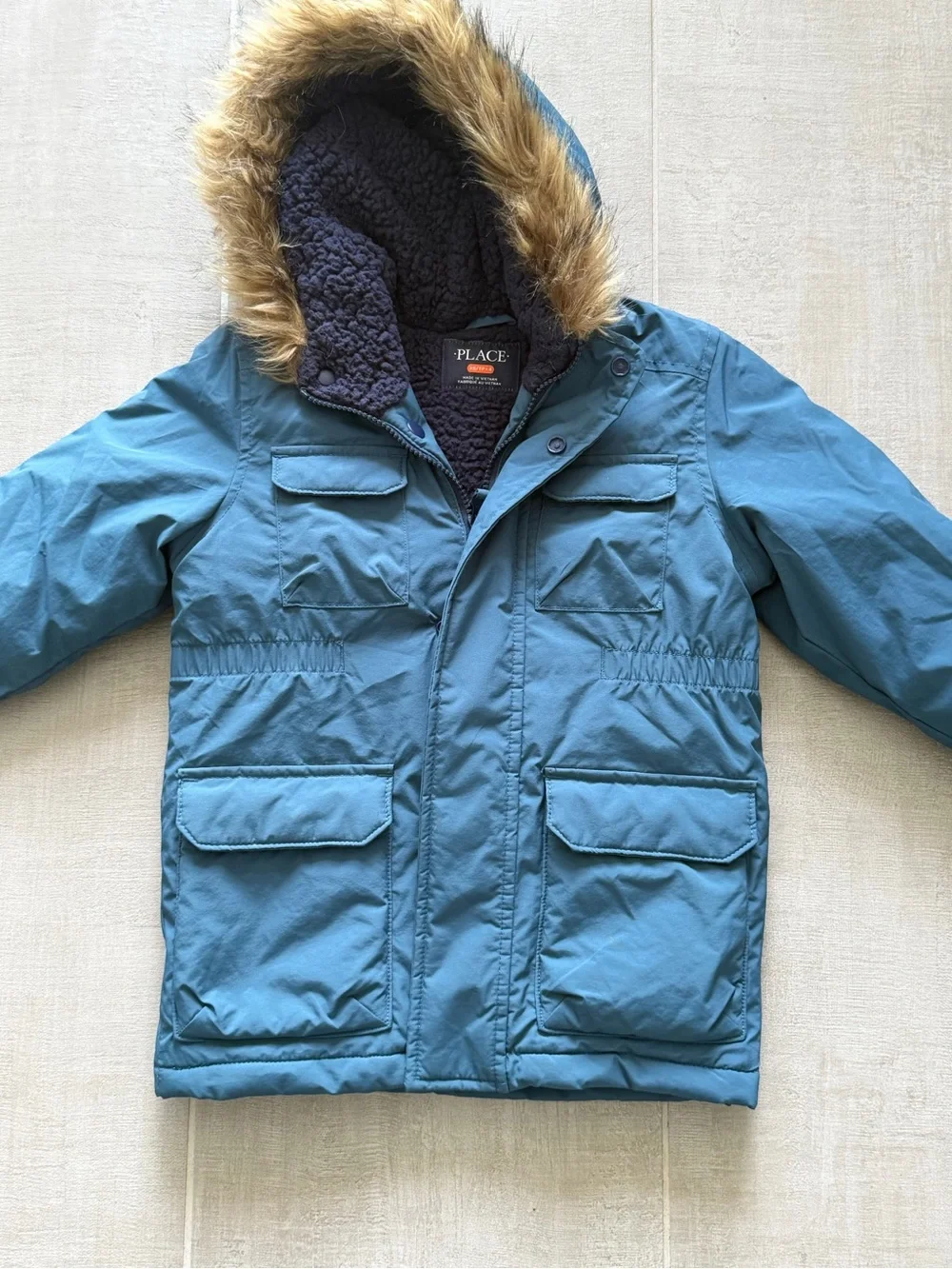The Children's Place Boys Blue Hooded Parka Jacket